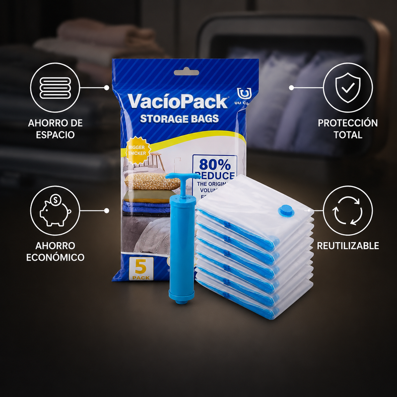 VacíoPack - Triplica el espacio de tu maleta sin pagar de más.